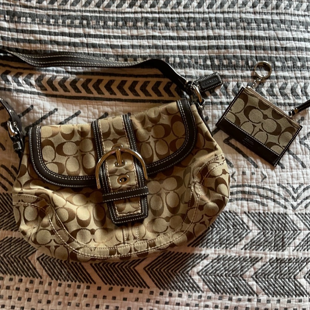 Coach Signature Shoulder Handbag and Coin Purse